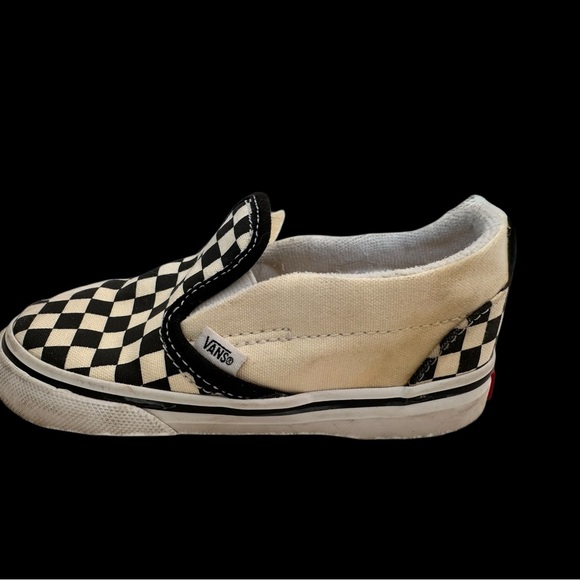 Vans Toddler Black and White Checkered Slip-On Sneakers Sz 8T Pre-loved - Picture 10 of 10